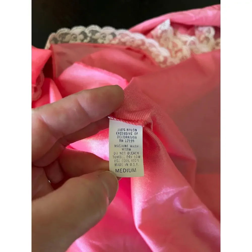 Vintage Pink Nylon and Lace House Jacket